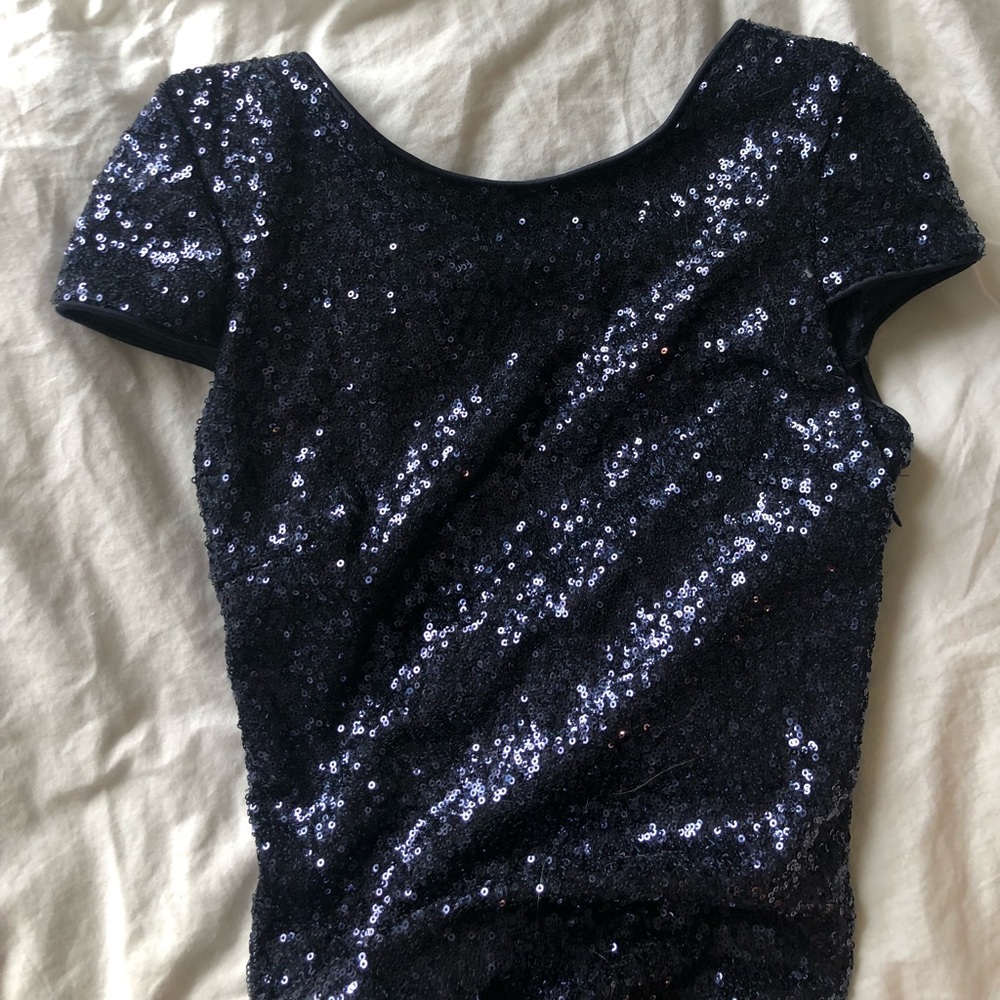 Vince Camuto midnight blue sequin gown